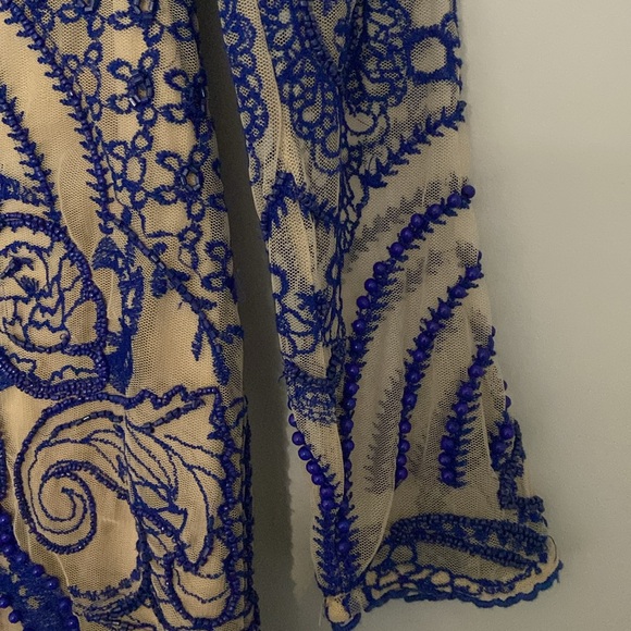 Hand beaded blue with nude lining River Island dress - Picture 5 of 8